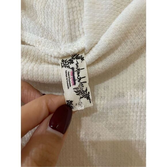 NWOT Free People Semi Sheer layering turtleneck waffle knit top size - Picture 4 of 5